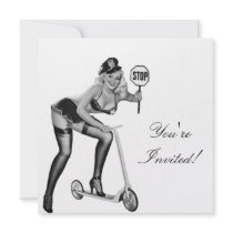 Invitation  Black & White Style Pin-Up Girl 1 invitations