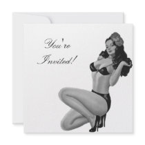 Invitation  Black & White Style Pin-Up Girl 20 invitations