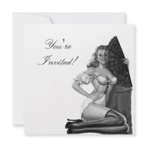 Invitation  Black & White Style Pin-Up Girl 21 invitations