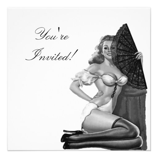 Invitation  Black & White Style Pin-Up Girl 21 (front side)