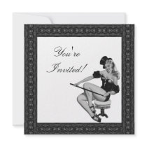 Invitation  Black & White Style Pin-Up Girl 5 invitations