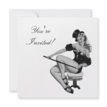 Invitation  Black & White Style Pin-Up Girl 5 invitations