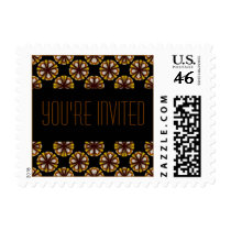 Invitation brown black postage
