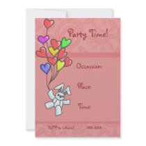 Invitation - Bunny & Heart Balloons