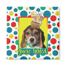 Invitation Cupcake - Beagle Puppy - Chloe Refrigerator Magnets