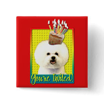 Invitation Cupcake - Bichon Frise Pinback Buttons