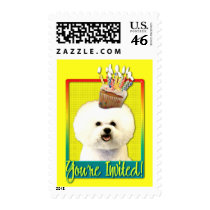 Invitation Cupcake - Bichon Frise Postage Stamp