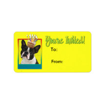 Invitation Cupcake - Boston Terrier Personalized Address Label