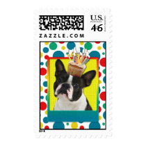 Invitation Cupcake - Boston Terrier Postage Stamps