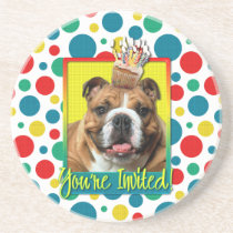 Invitation Cupcake - Bulldog - Dark Beverage Coaster