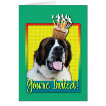 Invitation Cupcake - St Bernard - Mae Greeting Card