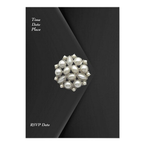 Invitation Elegant 40th Black Velvet Pearl Jewel