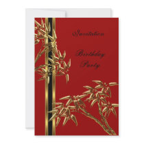 Invitation Elegant Birthday Party Asian Bamboo