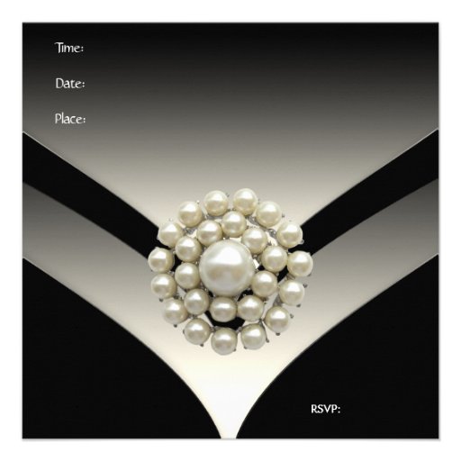 Invitation Elegant Birthday Party Pearl Black