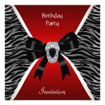 Invitation Elegant Birthday Red Wild Black Jewel