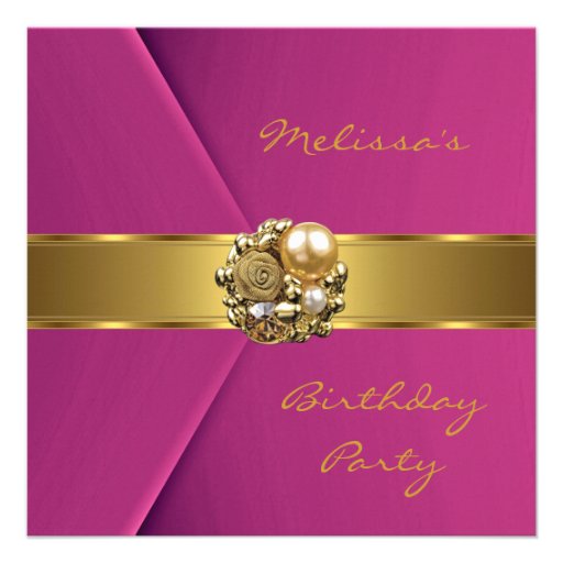 Invitation Elegant Pink Velvet gold jewel