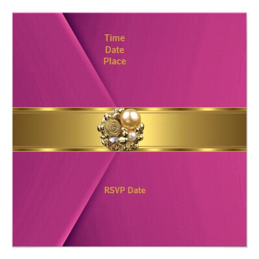 Invitation Elegant Pink Velvet gold jewel