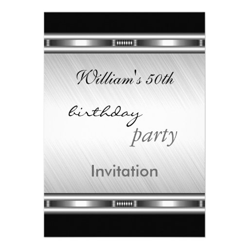 Invitation Elegant Silver 50th Birthday Party