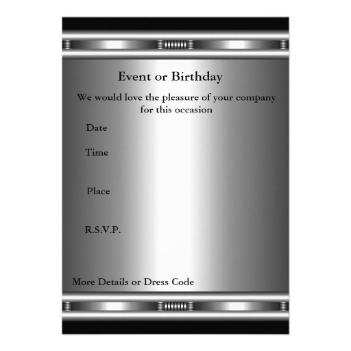 Invitation Elegant Silver Black 50th Birthday