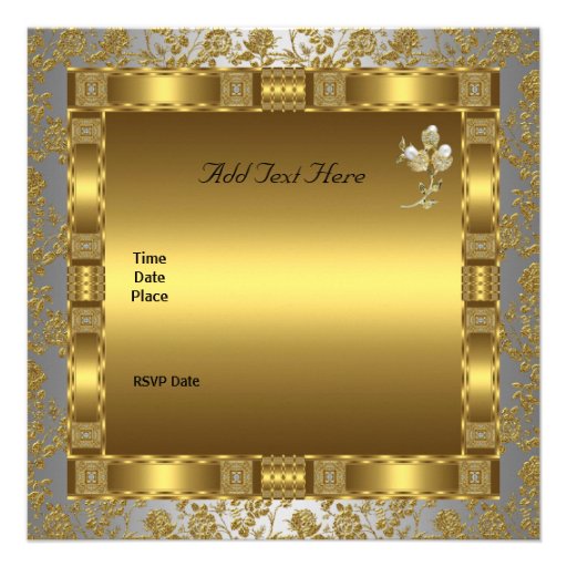 invitation Engagement gold silver white antique
