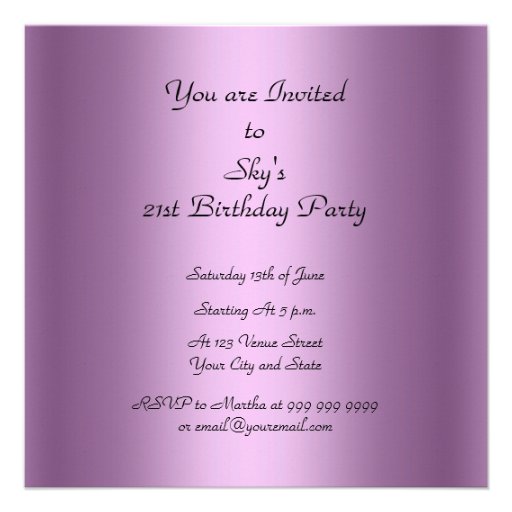 Invitation Envelope Any Birthday Purple color