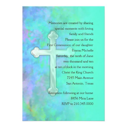 Invitation First Communion Abstract with Cross