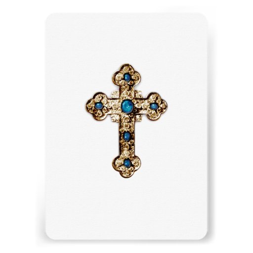 Invitation First Communion Ornate Gold Cross