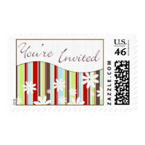 Invitation FlowerStripe Postage stamps