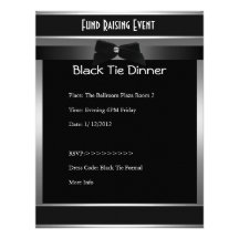 Invitation Fund Raiser Formal Black Tie Silver