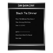 Invitation Fund Raiser Formal Black Tie Silver
