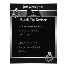 Invitation Fund Raiser Formal Black Tie Silver