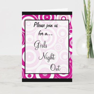 Invitation ~ Girls Night Out :: Retro Pink Design Greeting Card by 