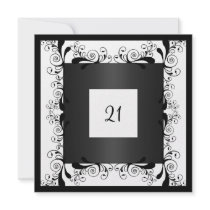 Invitation Glamour White Black Floral