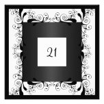 Invitation Glamour White Black Floral