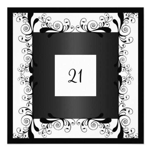 Invitation Glamour White Black Floral