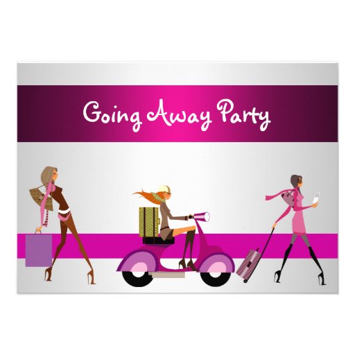 Invitation Going Away Party Girls Bike Luggage Fun