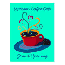 INVITATION GRAND OPENING COFFEE SHOP CAFE POSTCARD