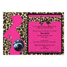 Invitation - Hot Pink Leopard Baby Shower Sonogram