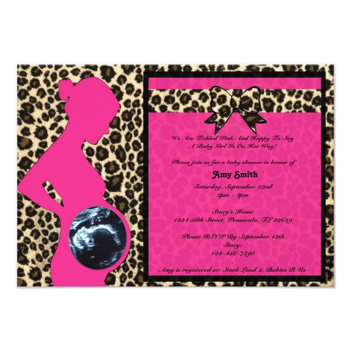 Pink Leopard Baby Shower Invitations, Announcements, & Invites
