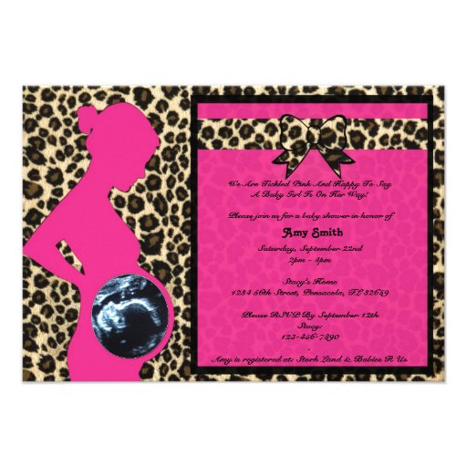 Invitation - Hot Pink Leopard Baby Shower Sonogram