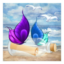 "Invitation in a Bottle" - Beach Invitation - SRF