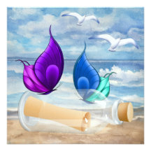 "Invitation in a Bottle" - Beach Invitation - SRF