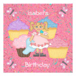 Invitation Kids Birthday Girl Butterfly & Cupcakes