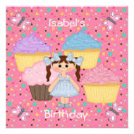 Invitation Kids Birthday Girl Butterfly & Cupcakes