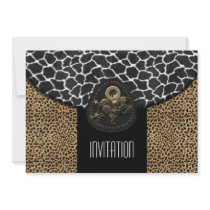 Invitation Leopard Black White Cow Print