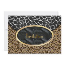 Invitation Leopard Black White Cow Purse