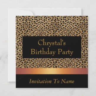 Invitation Leopard Print Invite Birthday Party invitation