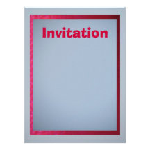 Invitation - Light Blue-Gray with Red Trim