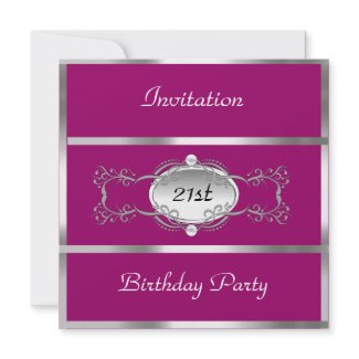 Invitation Maroon and Silver 21st Birthday invitation