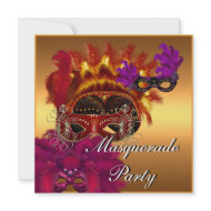 Invitation Masks Masquerade Party Gold invitation